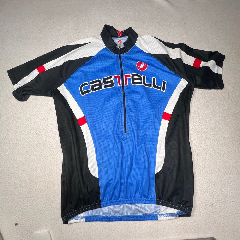 Castelli Cycling Jersey Mens M Short Sleeve Full Zip Athletic Sports Biking Bike